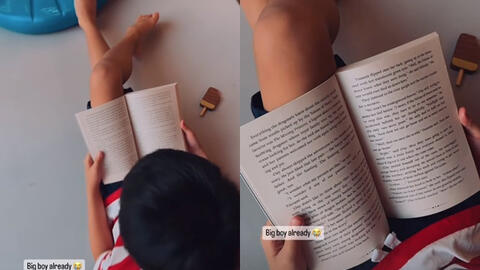 Tăng Thanh Hà đăng khoảnh khắc con trai ngồi đọc sách một mình, lại gần mới phát hiện chi tiết cực đáng nể