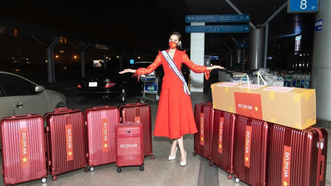 Hoa hậu Đỗ Thị Hà mang 10 kiện hành lý nặng 200kg lên đường thi Miss World