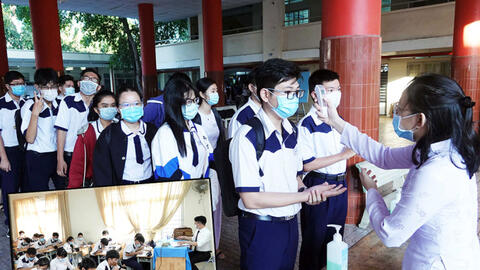 Giáo viên loay hoay với cách dạy 'nửa trực tiếp, nửa online' khi lớp học có F0