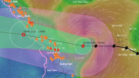 Bão số 5 đã vào đến vùng biển các tỉnh từ Quảng Bình đến Quảng Nam