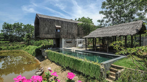 Cận cảnh ngôi nhà được làm bằng vỏ tre ở Đà Nẵng