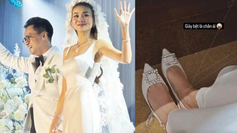 Cô dâu Thanh Hằng thay 3 bộ váy cưới, diện đôi giày bệt giá gần 40 triệu