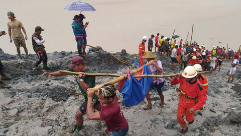 80 m bùn đất cao như sóng thần đổ sập xuống khu mỏ tại Myanmar khiến hơn 100 người chết