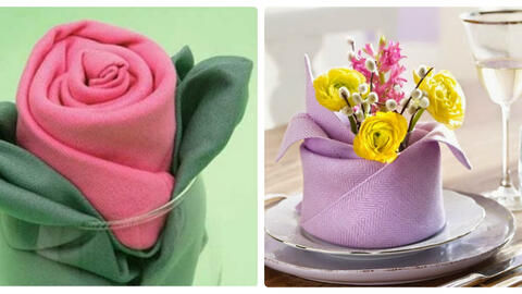 Cách tạo ấn tượng cho bàn tiệc bằng 2 kiểu gấp khăn ăn đẹp và đơn giản