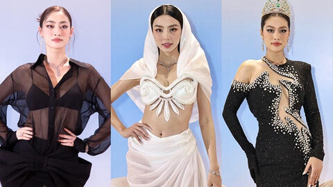 Dàn Hoa hậu đổ bộ thảm đỏ Miss Grand Vietnam 2023: Thiên Ân diện váy táo bạo, Thùy Tiên "chơi trội"
