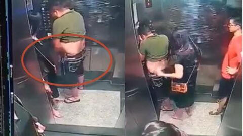 Người đàn ông vô tư tiểu tiện trong thang máy tại TP.HCM