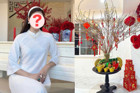 Nàng hậu phu nhân hào môn khoe trang trí đón Tết ở Mỹ: Biệt thự "triệu đô" phủ sắc đỏ, 1 chi tiết gây chú ý