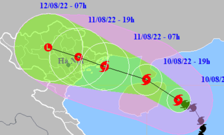   Vị trí và hướng di chuyển của bão số 2  