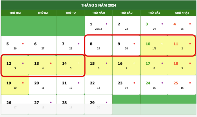 Lịch nghỉ Tết nguyên đán 2024 theo đề xuất của Bộ LĐ TB-XB