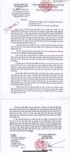 UBND Quảng Ninh phát công văn hỏa tốc thông báo cho học sinh đi học trở lại vào ngày 2/3.