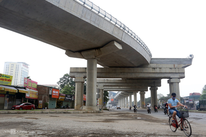   Công trình tuyến metro Nhổn - ga Hà Nội. Ảnh: Bá Đô  