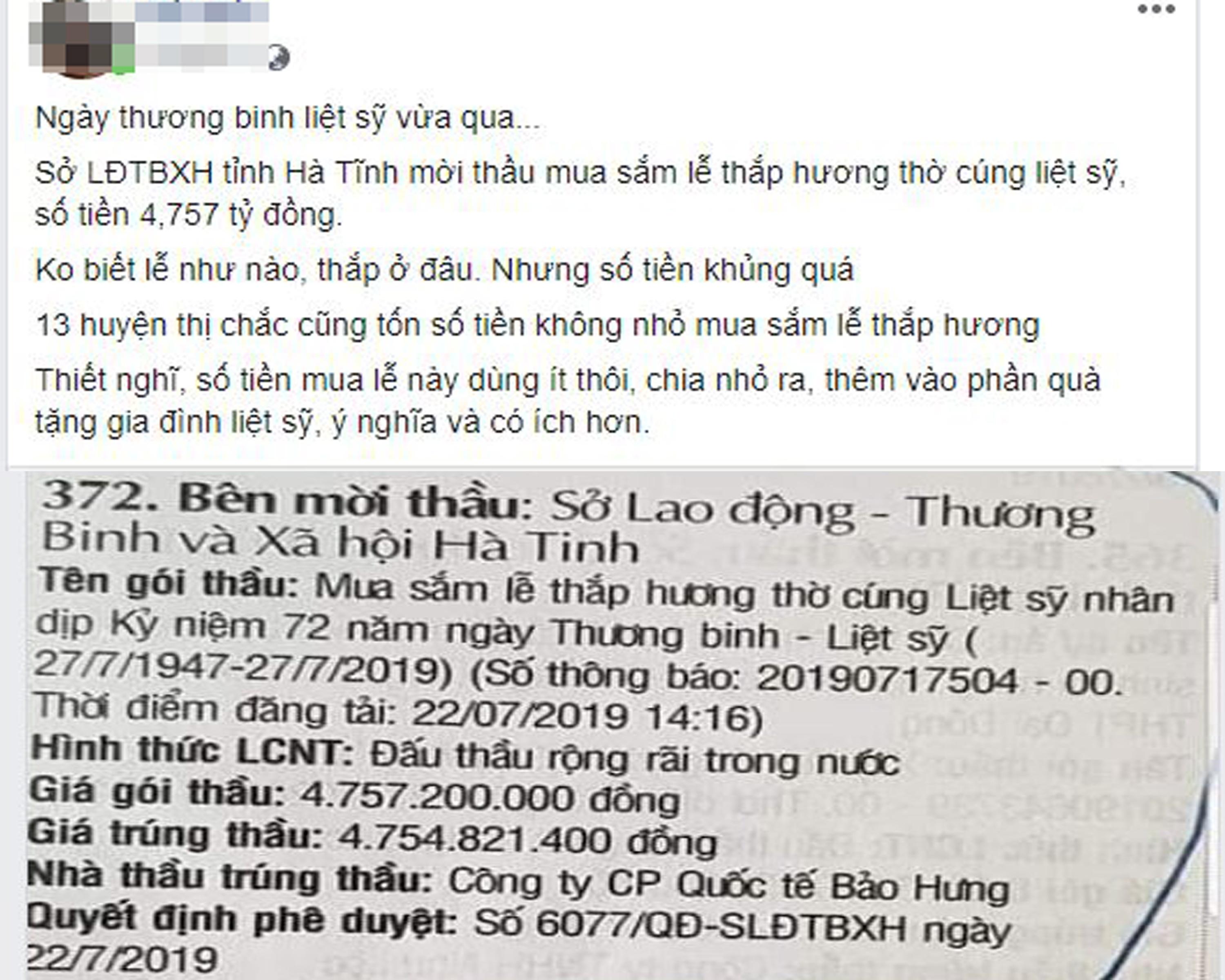 Thông tin được tăng tải lên mạng xã hội Facebook