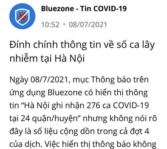 Ứng dụng Bluezone phải đính chính vì thông tin sai 