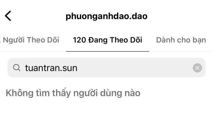 Tuy nhiên, Tuấn Trần không xuất hiện trong danh sách những người được Phương Anh Đào theo dõi 