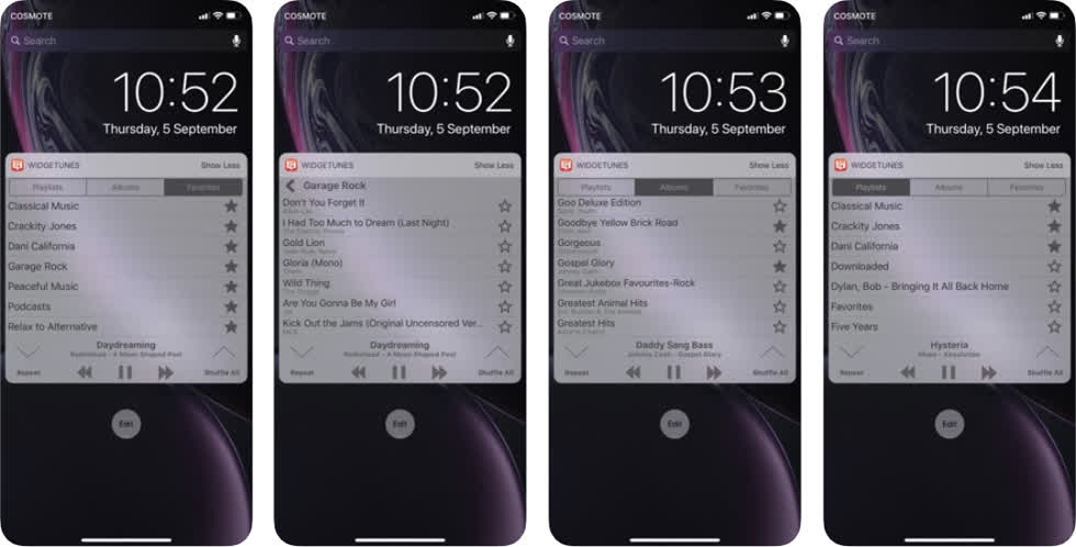   WidgeTunes là một widget tiện ích trong Trung tâm thông báo, cho phép bạn chọn và phát các bản nhạc yêu thích mà không cần mở khóa màn hình hoặc mở ứng dụng  Nhạc.  