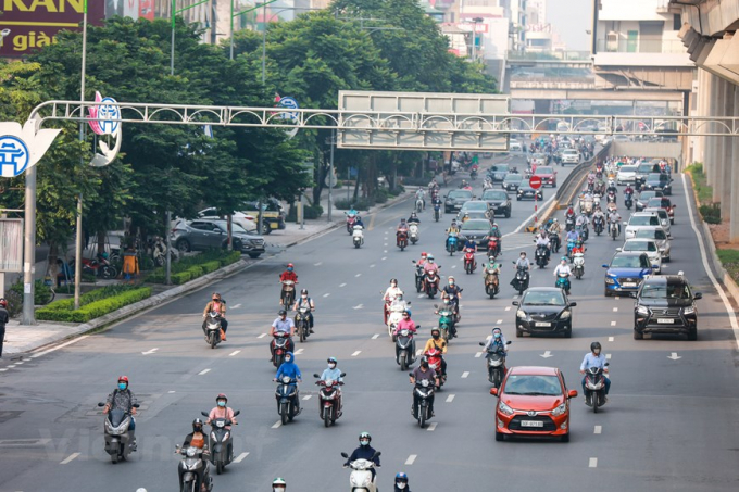 Khu vực đường Nguyễn Trãi thời điểm 7 giờ 30 sáng. (Ảnh: PV/Vietnam+)