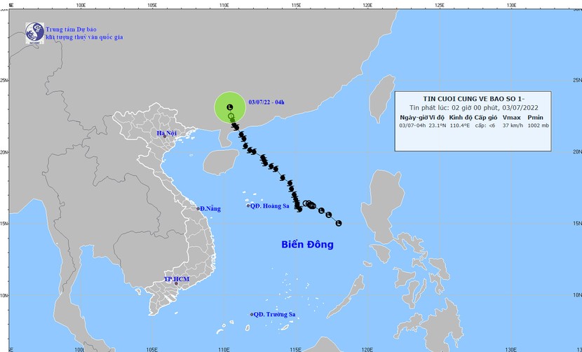 Bão số 1 suy yếu thành vùng áp thấp, miền Bắc mưa rào và dông - Ảnh 1.