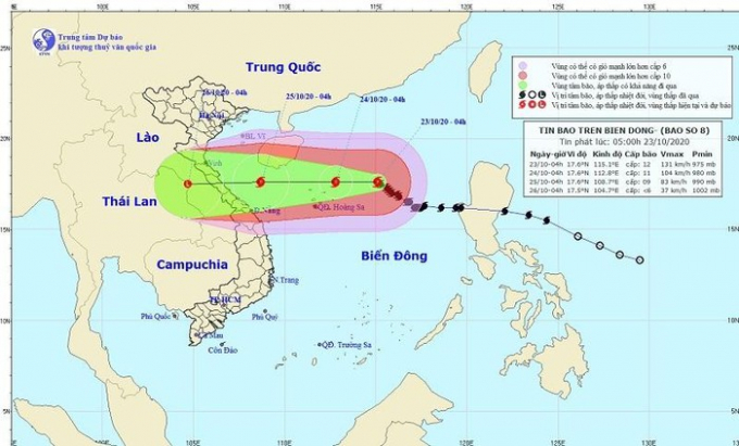 Bão số 8 mạnh di chuyển theo hướng Tây Tây Bắc