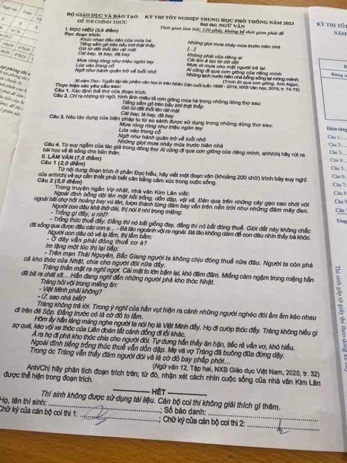 Lọt đề thi Văn, Toán từ thí sinh ở Cao Bằng và Yên Bái - Ảnh 2.