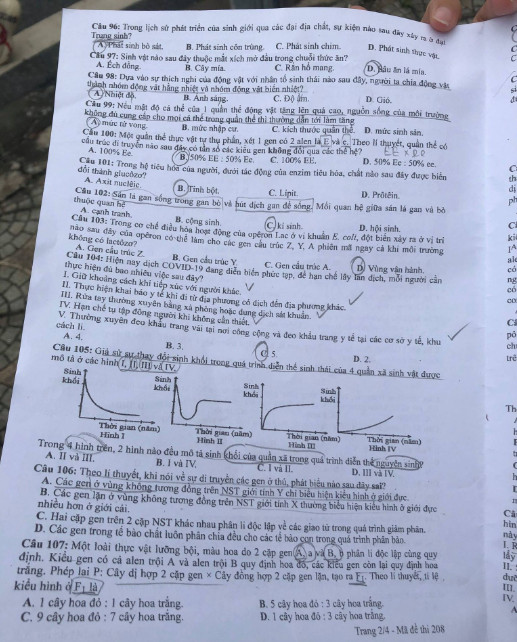 Đề thi và gợi ý đáp án môn Sinh học tốt nghiệp THPT 2022 - Ảnh 2.