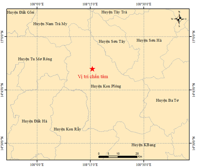 Tâm chấn trận động đất mạnh 4.2 độ trong sáng nay. Nguồn: Trung tâm Báo tin động đất và cảnh báo sóng thần.