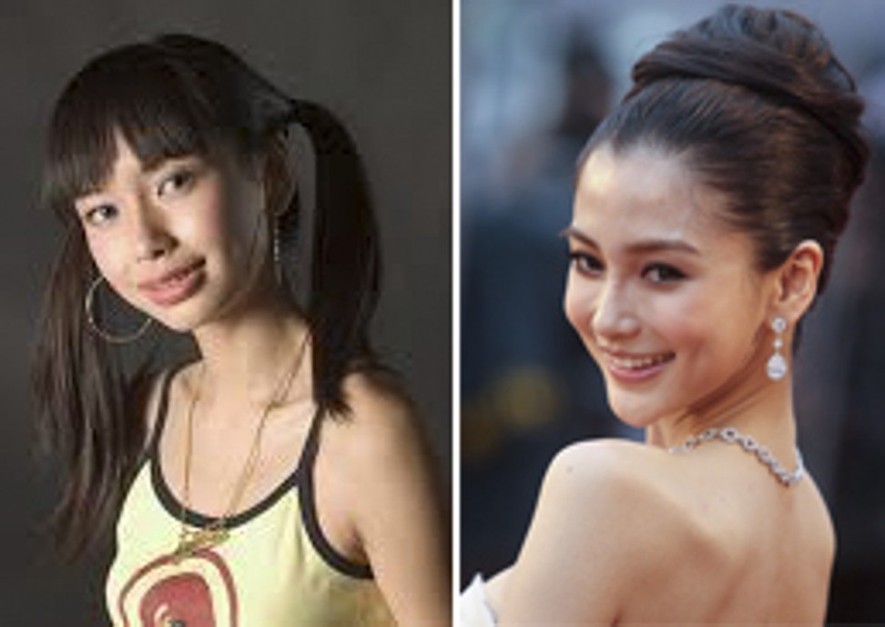   Angelababy khi còn là thiếu niên và hình ảnh Angelababy chụp vào năm 2011.  