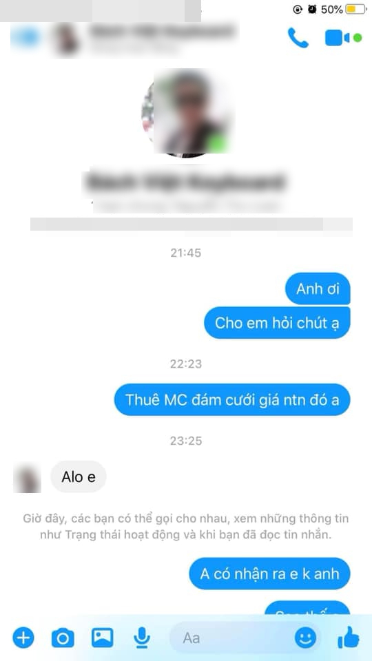  Đoạn tin nhắn giữa C. và  nam MC đám cưới .