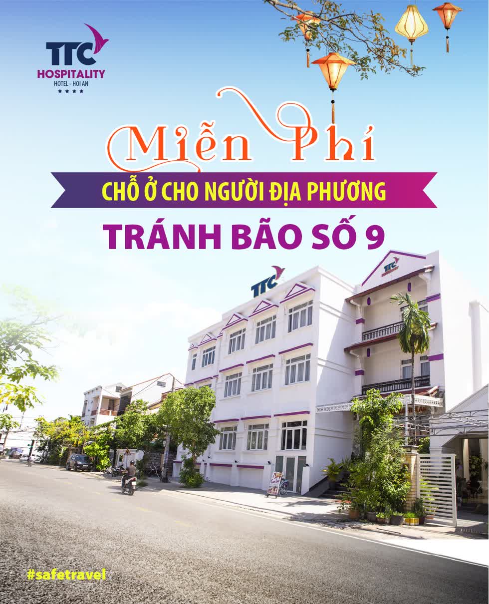 Khách sạn TTC Hotel Premium - Hội An đăng tải chia sẻ nơi trú bão miễn phí cho bà con địa phương. Ảnh: Chụp màn hình.