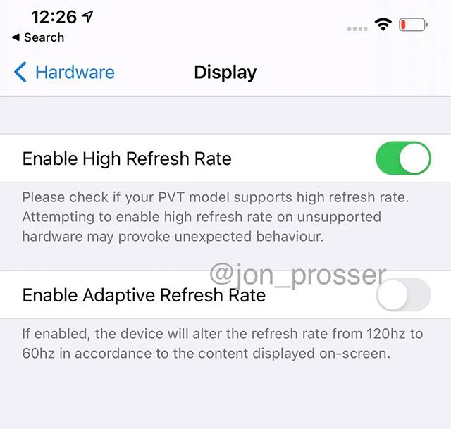   Cài đặt refresh rate trên iPhone 12  