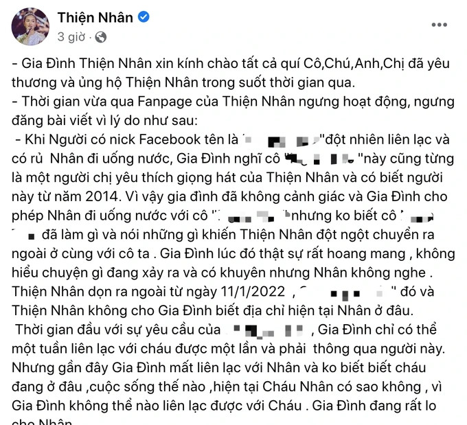 Gia đình lên mạng 'cầu cứu' vì mất liên lạc, ca sĩ Thiện Nhân lên tiếng - Ảnh 1.