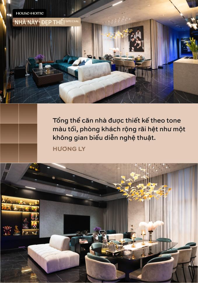 “Đột nhập” căn penthouse 450m2 của Hương Ly: Tông đen xám chủ đạo như nhà tài phiệt phim Hàn Quốc, không ngại đầu tư nội thất đắt tiền 