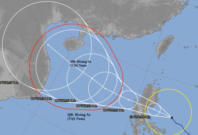 Cơ quan khí tượng Nhật Bản dự báo đường đi của bão Saudel sau khi vào Biển Đông chỉ có thể đạt sức gió mạnh nhất là cấp 11, giật cấp 13. Ảnh: JMA.