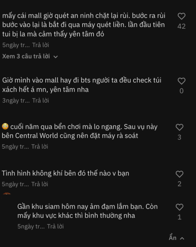 Không khí căng thẳng qua lời cập nhật của người dân Việt Nam tại Thái. (Ảnh chụp màn hình)