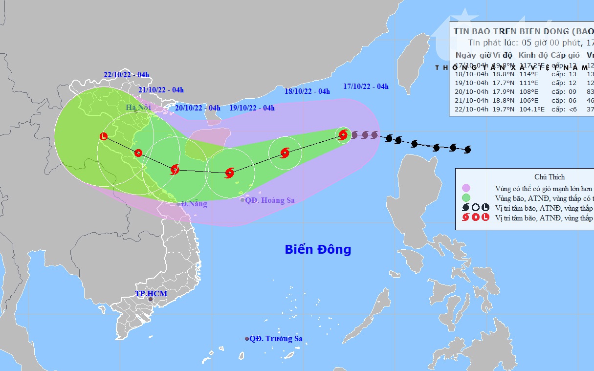 Bão số 6 giật cấp 14 cách quần đảo Hoàng Sa 720km