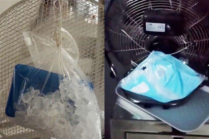 Các chuyên gia khuyến cáo rằng trào lưu gắn túi đá lạnh trước quạt gió để tạo không khí mát có thể gây nguy hiểm chết người. Ảnh: vtc.vn