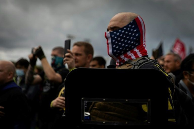 Nhóm cực hữu Proud Boys trong một cuộc biểu tình ở thành phố Portland, bang Oregon. 