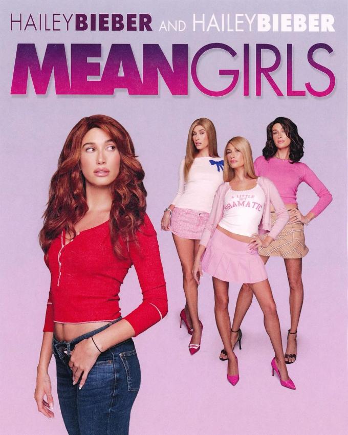 Hailey Baldwin ghép mặt bản thân vào poster phim Mean Girls