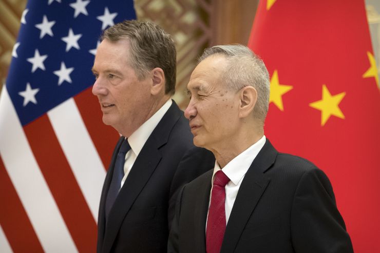 Đại diện thương mại Mỹ Robert Lighthizer và Phó Thủ tướng Trung Quốc Liu He tại Bắc Kinh vào ngày 15/2/2019.