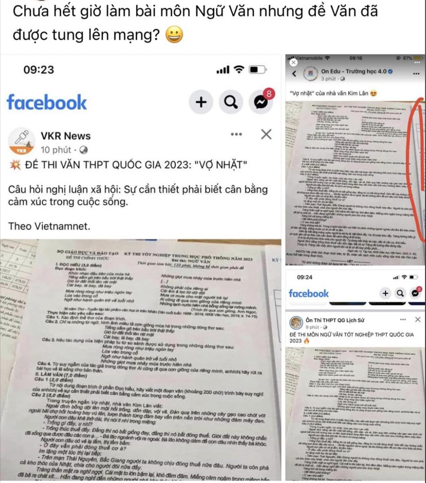 Nghi vấn lọt đề thi Văn tốt nghiệp THPT 2023, chưa hết giờ đã bị tung lên mạng - Ảnh 1.