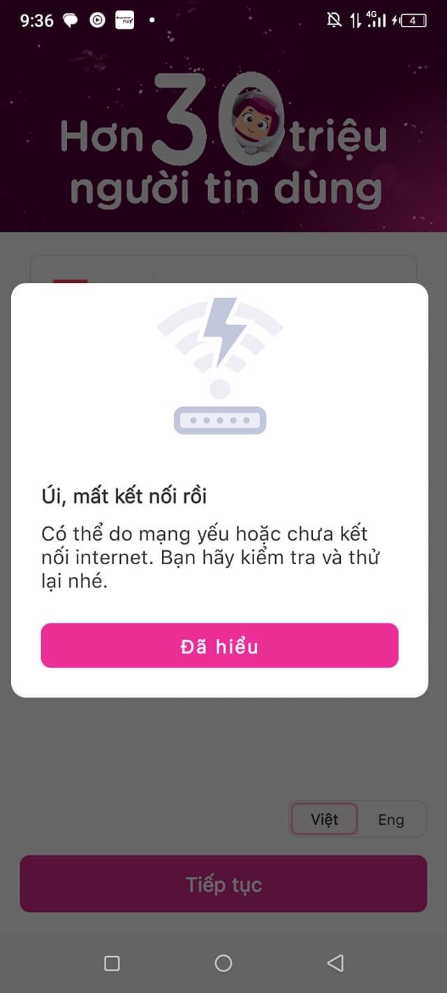 Nhiều người dùng MoMo cho biết không thể truy cập được ví điện tử này trong nhiều giờ liền sáng ngày 19/10.