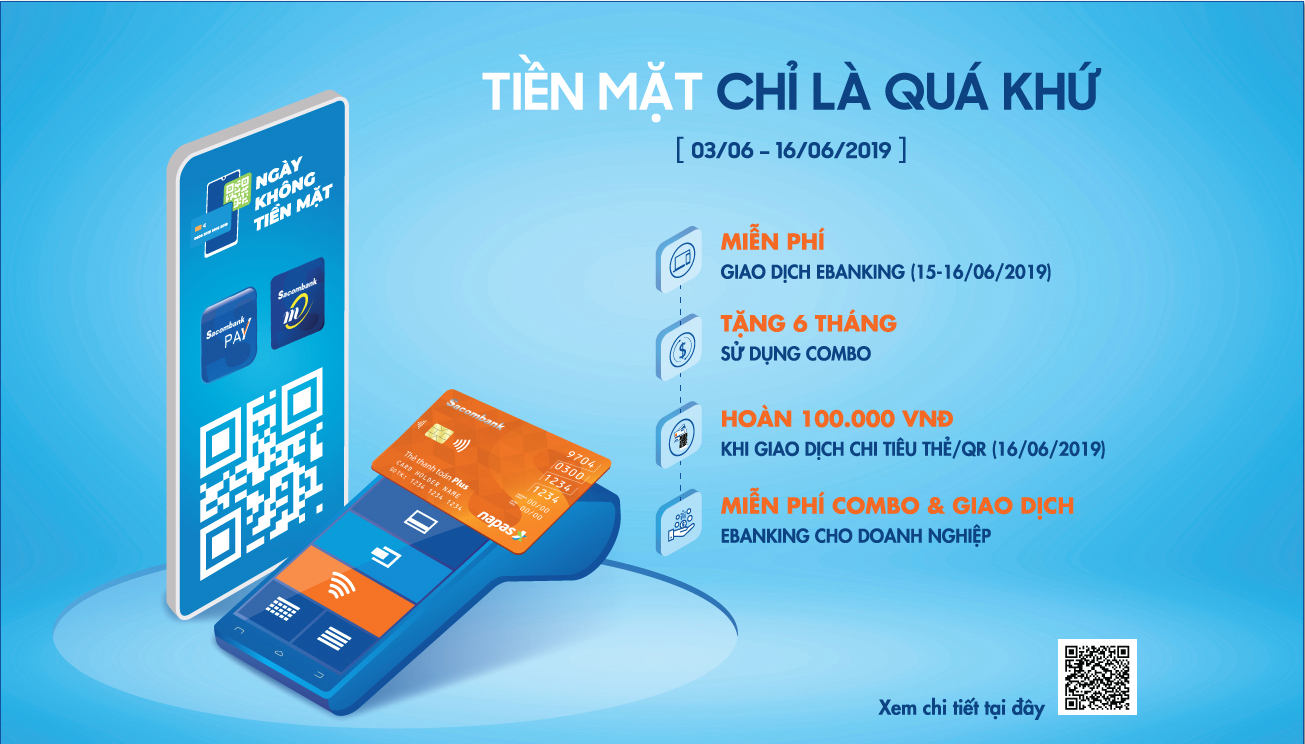 Sacombank khuyến mãi tới 3 tỷ đồng cho ngày không tiền mặt