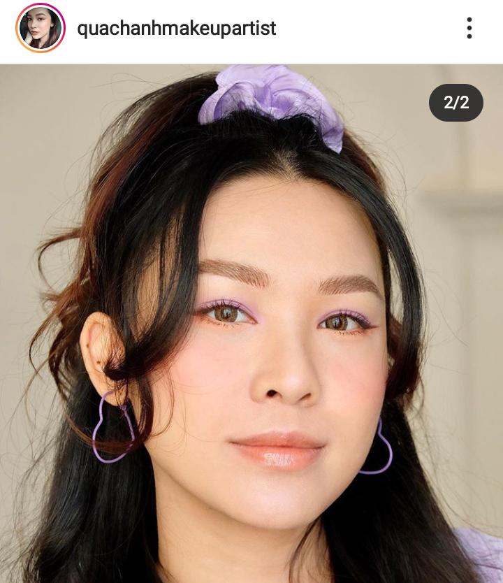 Trang điểm mắt màu tím pastel cùng cam nude tăng thêm vẻ cá tính, năng động cho ngày Hè. Ảnh: @quachanhmakeupartist 