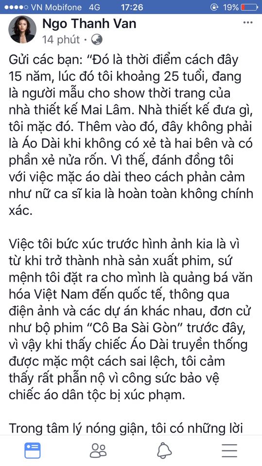 Ngô Thanh Vân lên tiếng đính chính.