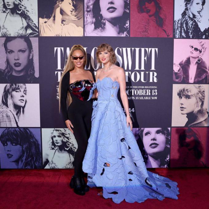 Taylor Swift và Beyoncé tại thảm đỏ ra mắt phim The Eras Tour.