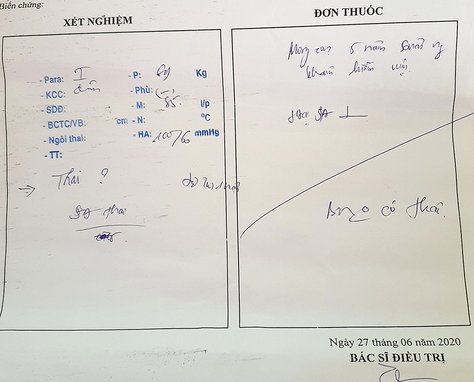   Phiếu khám bệnh kết luận người này không có thai tai Bệnh viện Phụ sản - Nhi Đà Nẵng. Ảnh: Đắc Thành.  