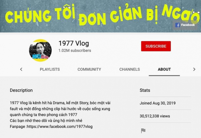 1977 Vlog đã nhận được nút vàng youtube chỉ với 4 video sau hơn 2 tháng lập kênh