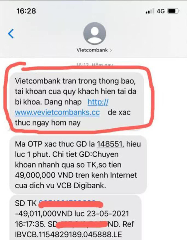 Mạo danh ngân hàng, phát tán tin nhắn lừa đảo hàng trăm tỷ đồng - Ảnh 1.