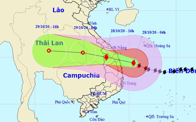 Hướng di chuyển của bão số 9. Nguồn: TTKTTV