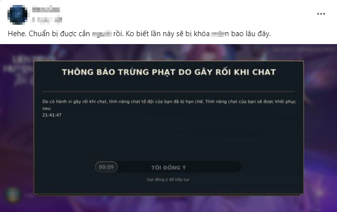 Tương tự, một tài khoản khác bị cấm chat cũng “chẳng phải dạng vừa” với anh chàng phá game bên trên.