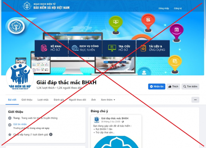 Cẩn trọng với FanPage giả mạo cơ quan BHXH để lừa đảo - Ảnh 1.